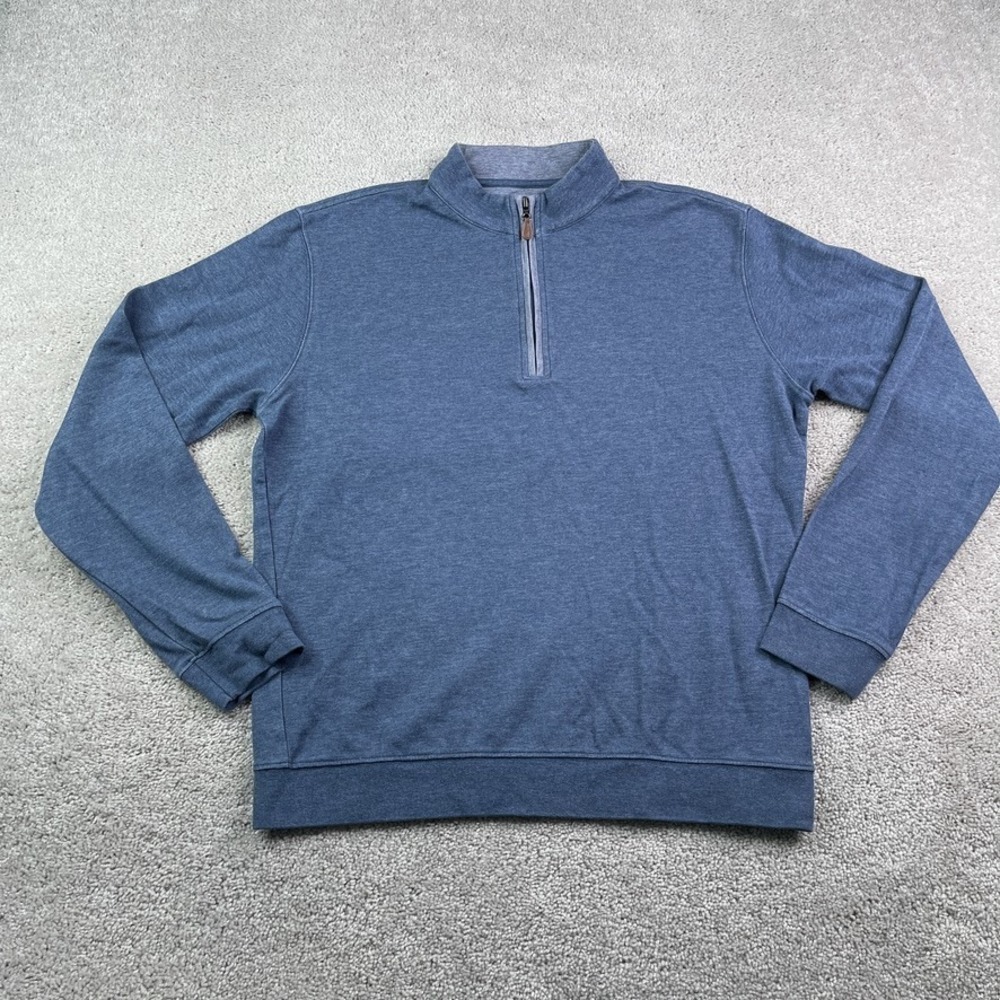 Johnnie-O Sweater Mens Medium Blue Sully Quarter Zip Pullover Sweatshirt